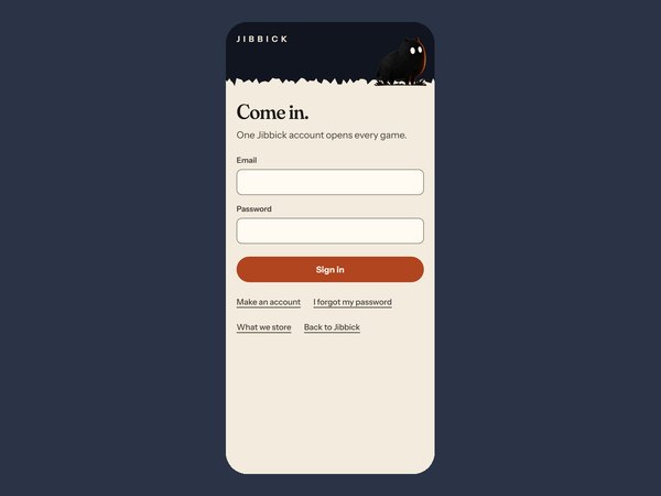 The Jibbick sign-in page on a phone